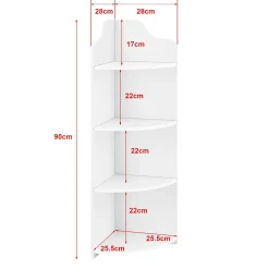 Étagère Angle Bjurholm pour Salle de Bain à 4 Niveaux 90 x 28 x 28 cm Blanc en.casa