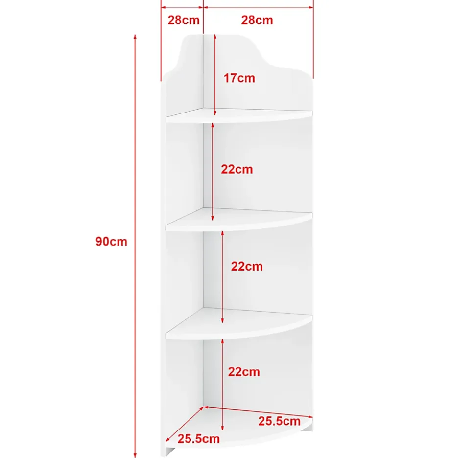 Étagère Angle Bjurholm pour Salle de Bain à 4 Niveaux 90 x 28 x 28 cm Blanc en.casa