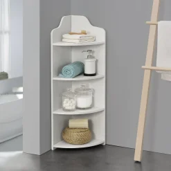 Étagère Angle Bjurholm pour Salle de Bain à 4 Niveaux 90 x 28 x 28 cm Blanc en.casa