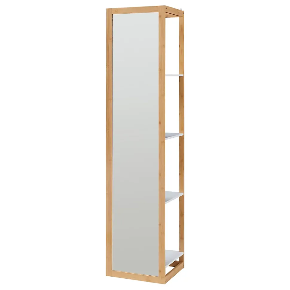 Étagère avec miroir intégré As bambou 170 x 40 x 35 cm naturel blanc