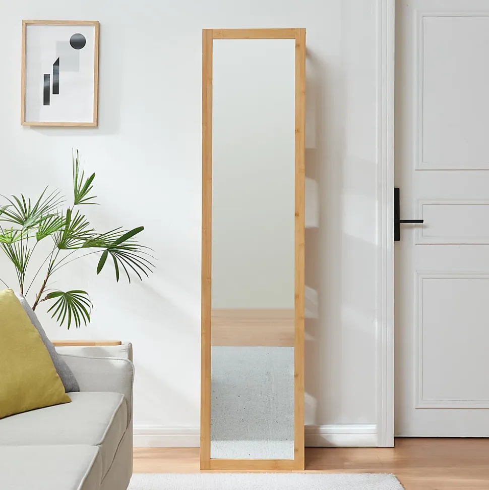 Étagère avec miroir intégré As bambou 170 x 40 x 35 cm naturel blanc