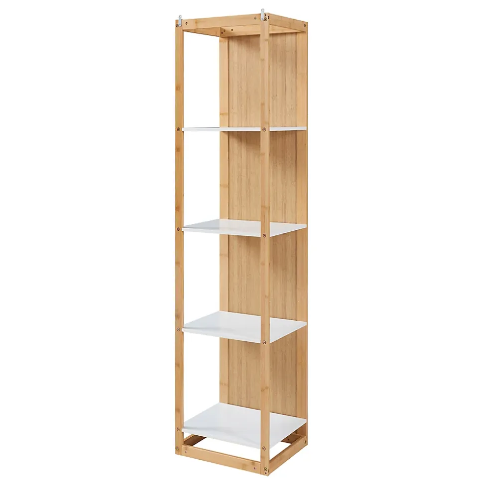 Étagère avec miroir intégré As bambou 170 x 40 x 35 cm naturel blanc