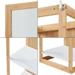 Étagère avec miroir intégré As bambou 170 x 40 x 35 cm naturel blanc