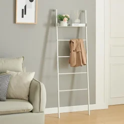 Étagère échelle Oeksnes acier 160 x 50 x 28 cm blanc en.casa
