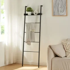 Étagère échelle Oeksnes acier 160 x 50 x 28 cm noir en.casa
