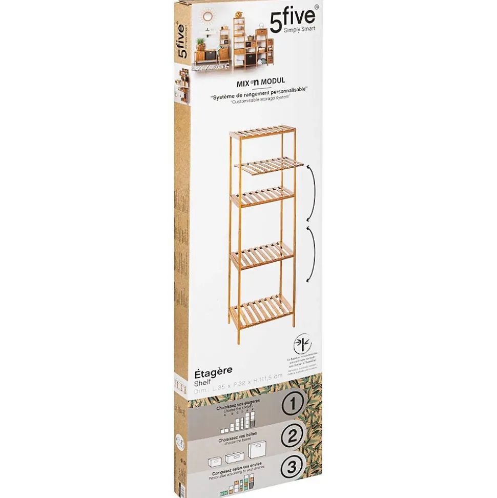 Étagère colonne 4 niveaux Bambou Mix N' Modul - 5Five