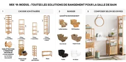 Étagère colonne 4 niveaux Bambou Mix N' Modul - 5Five