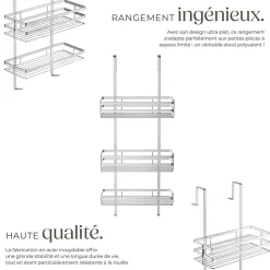Étagère de douche en Acier inoxydable avec 3 étagères argent
