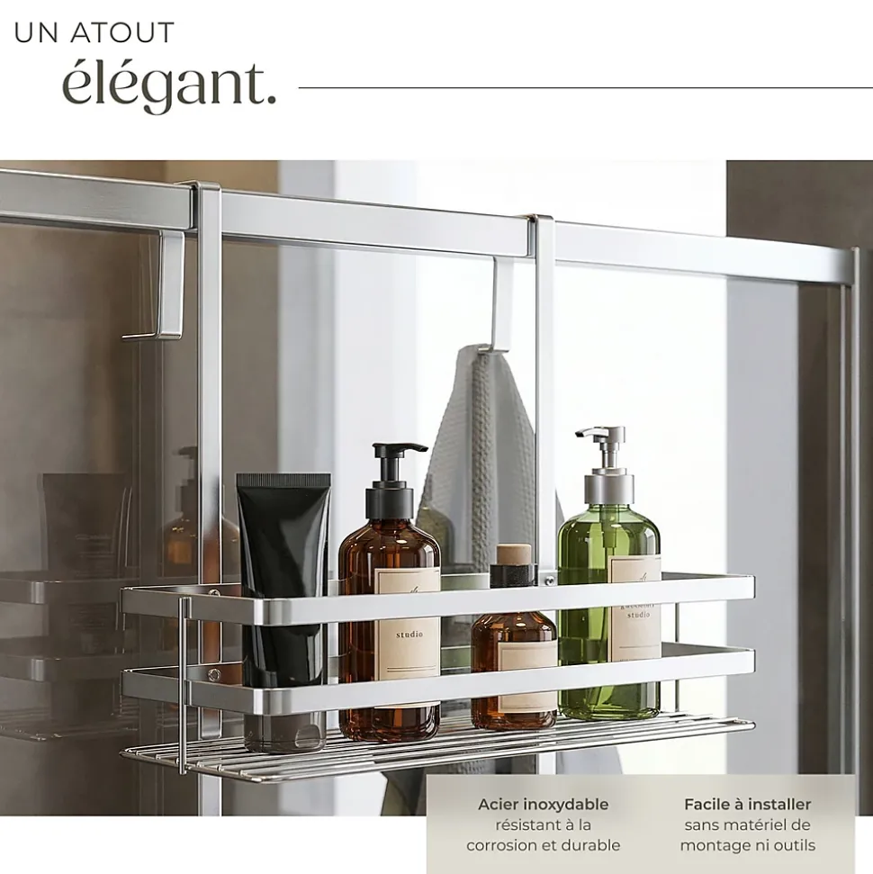 Étagère de douche en Acier inoxydable avec 3 étagères argent