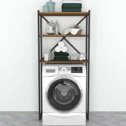 Étagère de salle de bain Askersund 160 x 66 x 34 cm effet noyer en.casa