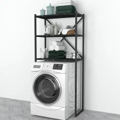 Étagère de salle de bain Askersund 160 x 66 x 34 cm marbre noir en.casa