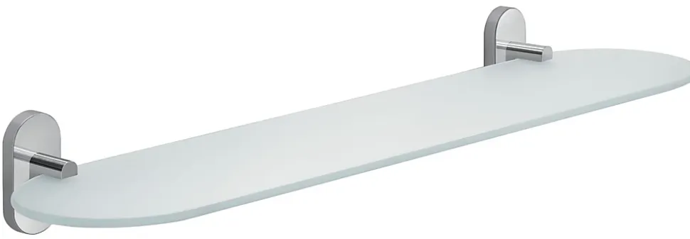 Étagère De Salle De Bain En Verre Satiné Avec Supports En Métal Chromé - Cipro