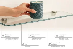 Étagère De Salle Tulup 90x13 cm Au-Dessus Du Lavabo Avec Supports En Métal Chromé