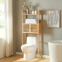 Étagère de toilette Haugesund bambou 158 x 60 x 26 cm naturel en.casa