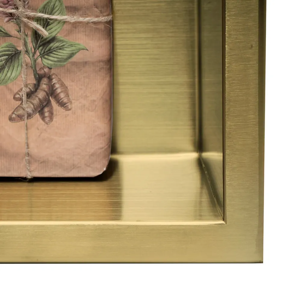 ÉTAGÈRE D'ENCASTREMENT POUR SALLE DE BAINS REA 7 30X30X10 BRUSH GOLD