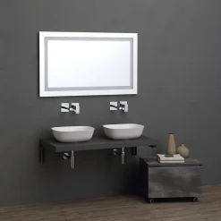 Étagère En Bois Couleur Anthracite Pour Lavabo À Poser 120 Cm - Valentina