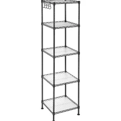 Étagère en métal noir avec grille de rangement modulable - L30 x H121 cm
