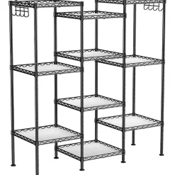 Étagère en métal noir avec grille de rangement modulable - L30 x H121 cm