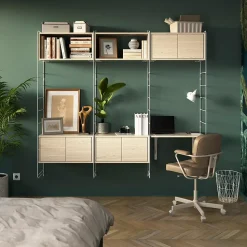 Étagère murale rectangulaire avec portes GoodHome Rigga effet chêne L. 60 cm