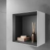 Étagère murale suspendue carré design en MDF, résistant à l'humidité, laqué 7 fois - 32x32x17,7cm - ARCTIC 320 - Blanc mat