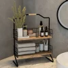 Étagère Sallingsund avec 2 surfaces de stockage pour salle de bain noir effet bois en.casa