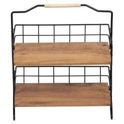 Étagère Sallingsund avec 2 surfaces de stockage pour salle de bain noir effet bois en.casa