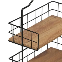 Étagère Sallingsund avec 2 surfaces de stockage pour salle de bain noir effet bois en.casa