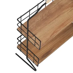 Étagère Sallingsund avec 2 surfaces de stockage pour salle de bain noir effet bois en.casa