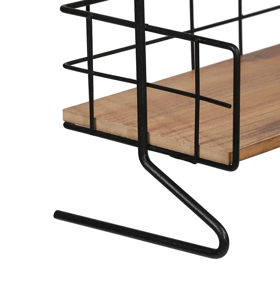 Étagère Sallingsund avec 2 surfaces de stockage pour salle de bain noir effet bois en.casa