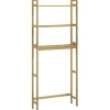 Étagère WC autoportante 3 niveaux en bambou naturel, meuble salle de bain gain de place avec système anti-basculement