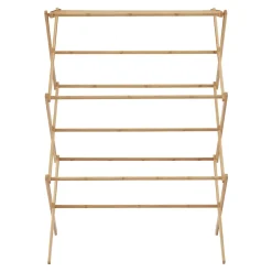 Étendoir à linge pliable Grinau bambou 128 x 72 x 44 cm naturel en.casa