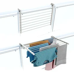 Étendoir extérieur blanc rabattable alu 82x63x8 cm Foxydry Duo
