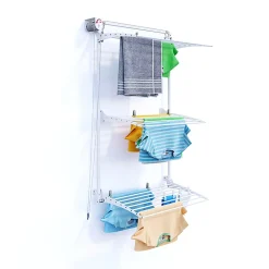 Étendoir mural 3 grilles pliables blanc 88x52x137 cm alu Foxydry Tower 80