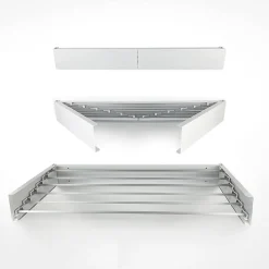 Étendoir mural blanc alu 71x35x13cm rétractable Foxydry Hide 70