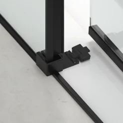 TEX BB Porte de douche 110x195cm coulissante anticalcaire avec profilés noir mat (SATTEXDBB110CT-SET)