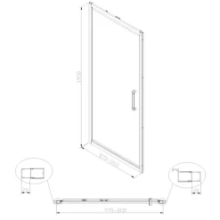 TEX-C Porte de douche 100x195cm ouverture gain de place anticalcaire avec profilés noir mat (SATTEXC100CT)