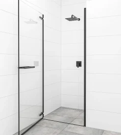 TGD NEW Porte de douche 100x200cm pivotante anticalcaire avec profilé noir mat (SATTGDO100NIKAC)