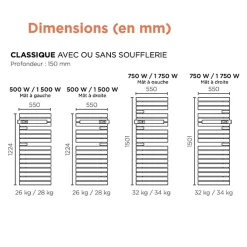 THERMOR - Sèche-serviettes Allure 3 mat à droite avec soufflerie 1750W gris roche/chêne - 483190