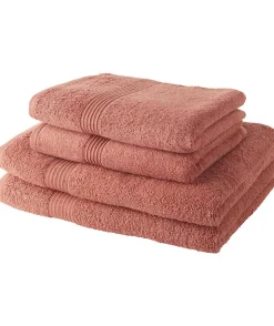 TODAY Lot de 2 Serviettes de Bain 50x100 cm + 2 Draps de Bain 70x130 cm Terracotta 100% coton