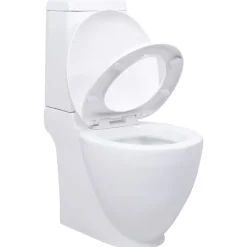 Toilette en céramique écoulement d eau à l arrière blanc