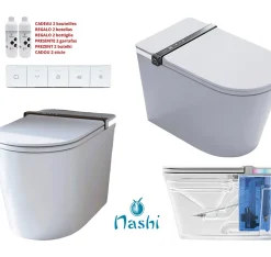 Toilette japonaise Nashi IANNA SORTIE VERTICALE, WC lavant automatique, haut de gamme