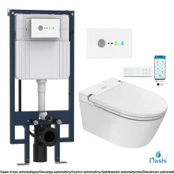 Toilette japonaise Nashi EOS PRO suspendue avec bâti-support, WC lavant automatique, gamme supérieure