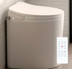 Toilette japonaise Nashi YAIZA PRO SORTIE VERTICALE, WC lavant automatique, design compact, chasse eau silencieuse