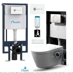 Toilette japonaise Nashi EOS PRO suspendue avec bâti-support, WC lavant automatique, mural gamme supérieure