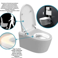 Toilette japonaise Nashi EOS PRO suspendue avec bâti-support, WC lavant automatique, mural gamme supérieure