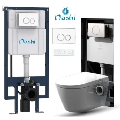 Toilette japonaise Nashi EOS suspendue avec bâti-support, WC lavant automatique, gamme supérieure