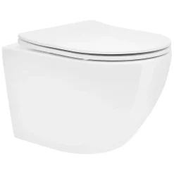 Toilette suspendu céramique sans rebord court cuvette siège duroplast softclose