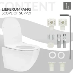 Toilette suspendu céramique sans rebord court cuvette siège duroplast softclose