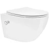 Toilette suspendu sans rebord blanc WC Soft Close fonction bidet salle de bain