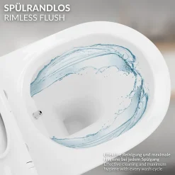 Toilette wc suspendu fonction bidet système de rinçage sans bord en céramique